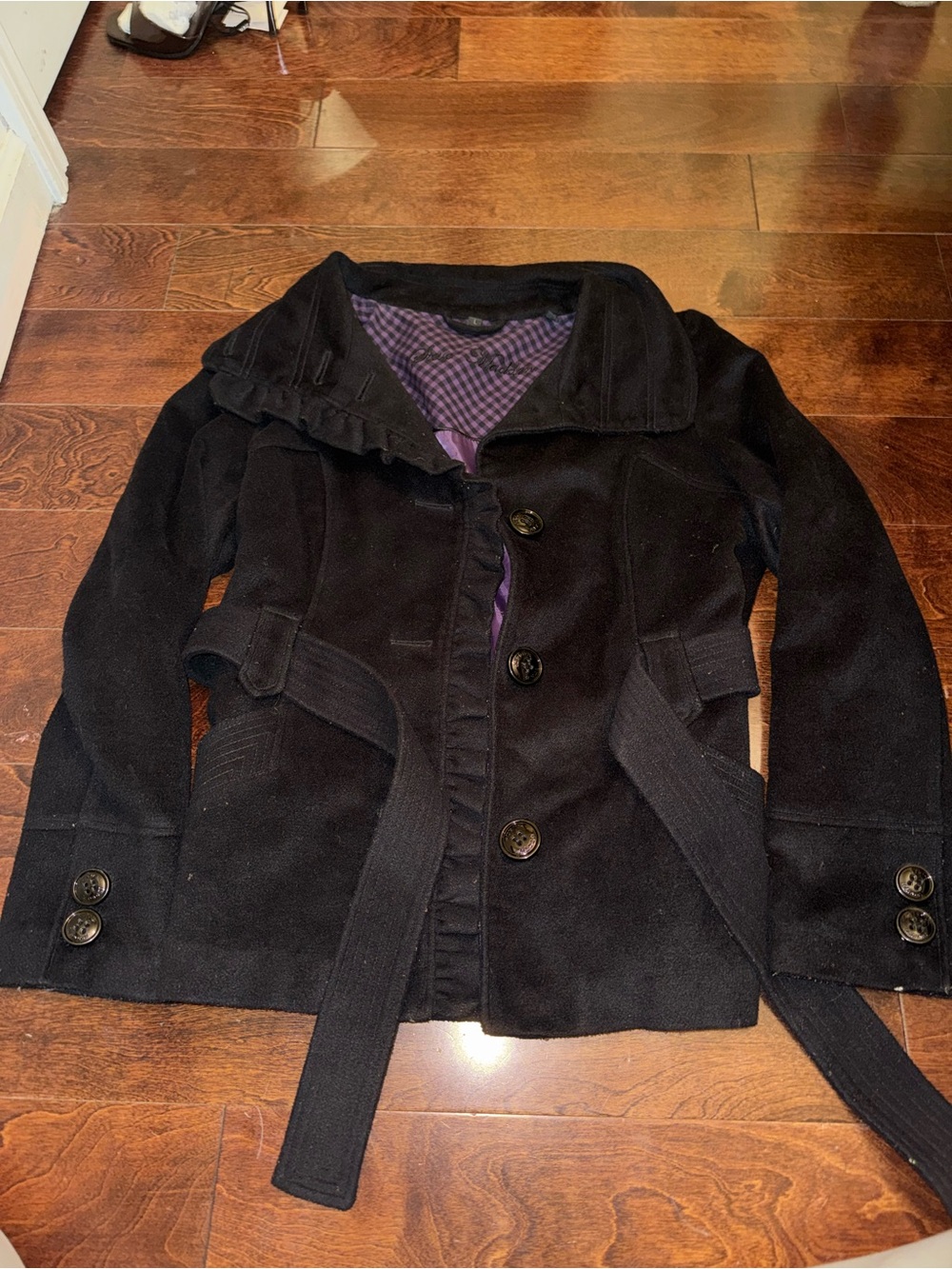 Steve Madden Black Peacoat with Belt